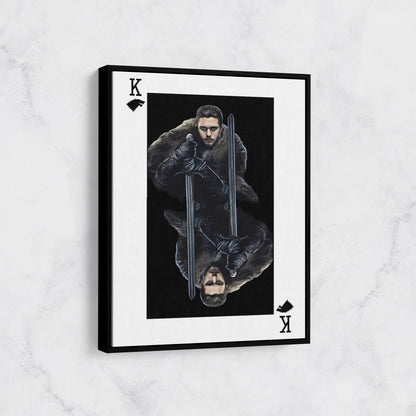 Jon Snow King Card Canvas Wall Art, GOT, Aegon Targaryen, GOT Decor With Floating Frame