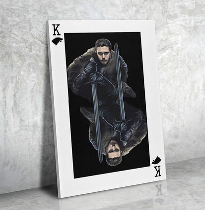Jon Snow King Card Canvas Wall Art, GOT, Aegon Targaryen, GOT Decor Gallery Wrap