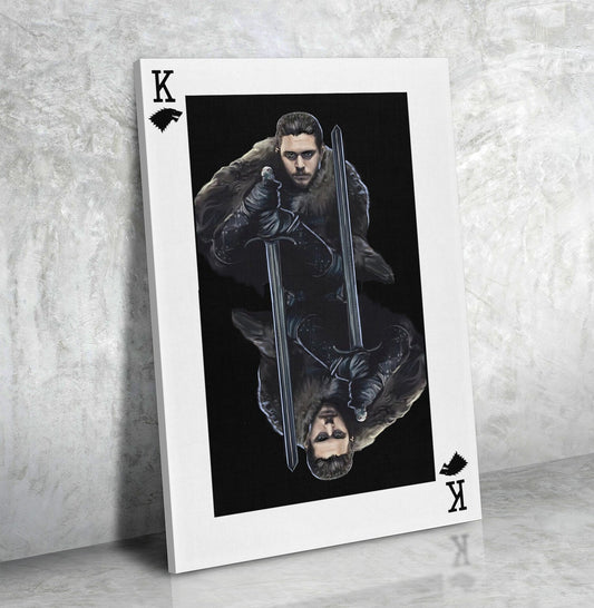 Jon Snow King Card Canvas Wall Art, GOT, Aegon Targaryen, GOT Decor Gallery Wrap