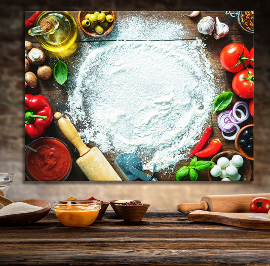 Pizza Prep Canvas Wall Art, Pizza Place Decor, Pizza Restaurant Decor, Dining Room Art, Kitchen Art, Italian Pizza, Pizzeria Art Gallery Wrap