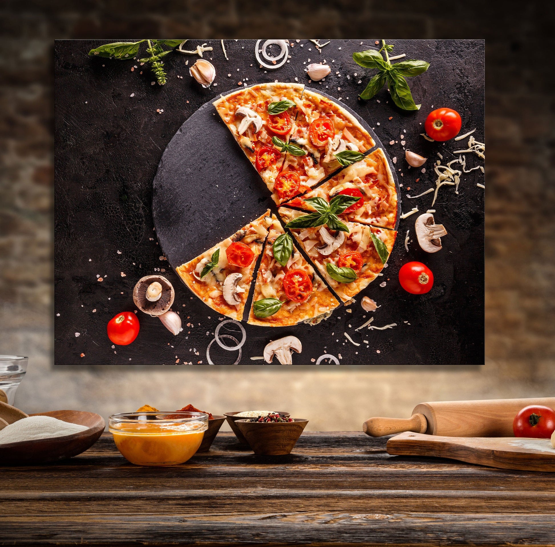 Pizza Canvas Wall Art, Pizza Place Decor, Restaurant Decor, Housewarming gift, Dining Room Art, Kitchen Art, Italian Pizza, Pizzeria Art Gallery Wrap