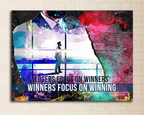 Losers Focus On Winners Winners Focus On Winning Motivational Canvas Wall Art, Office Decor, Motivational Art, Motivational Wall Decor
