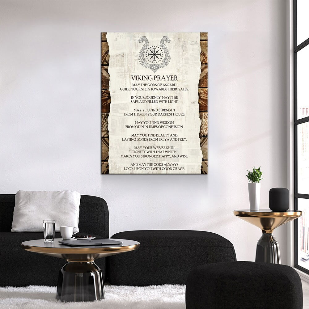 Viking Prayer Canvas Wall Art, Viking Warrior, Viking Decor, Nordic Wall Art, Nordic Quote, Strength From Thor