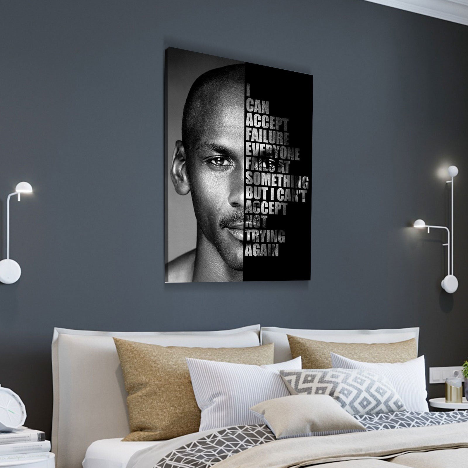 Michael Jordan Success Quote Canvas, I can accept failure, everyone fails at something. But I can't accept not trying