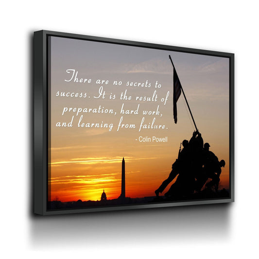 Iwo Jima Silhouette, There Are No Secrets To Success, Colin Powell Quote Canvas Wall Art