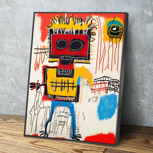 The Catch Canvas Wall Art, Contemporary Art, Neo-expressionism, Primitivism, Abstract Expressionist, Abstract Decor, Basquiat Inspired Art With Floating Frame