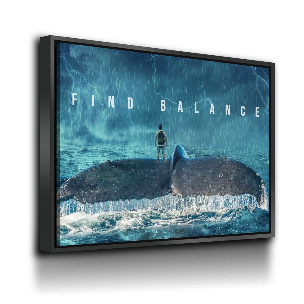 Find Balance Canvas Wall Art, Motivational Decor, Whale Tail In The Ocean