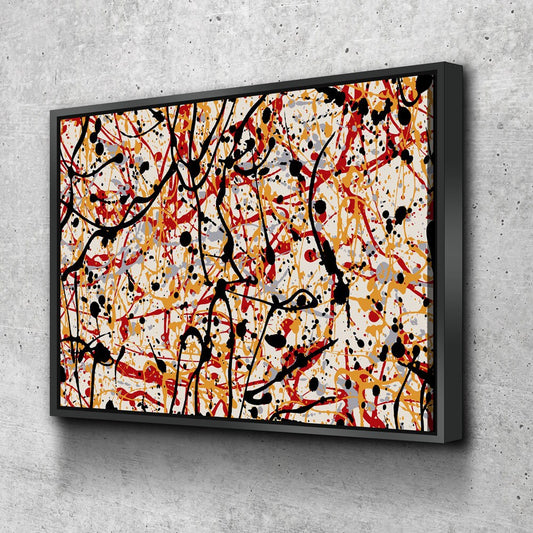 Abstract Paint Drip Canvas Wall Art, Jackson Pollock Style Art, Abstract Decor, Abstract Expressionism, Black Red Art With Floating Frame