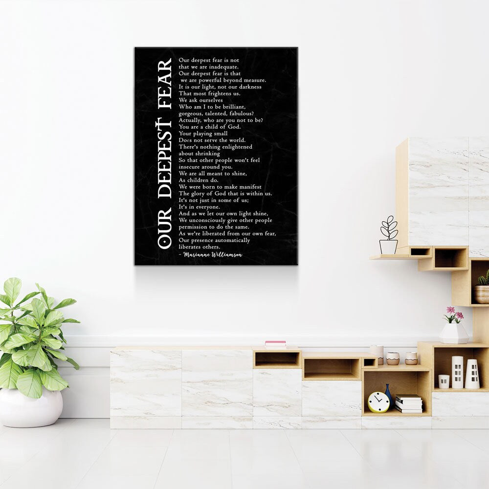 Our Deepest Fear Poem Canvas Wall Art, Marianne Williamson Poem, Graduation Gift, Office Artwork, Guidance Counselor Decor , Teacher Decor
