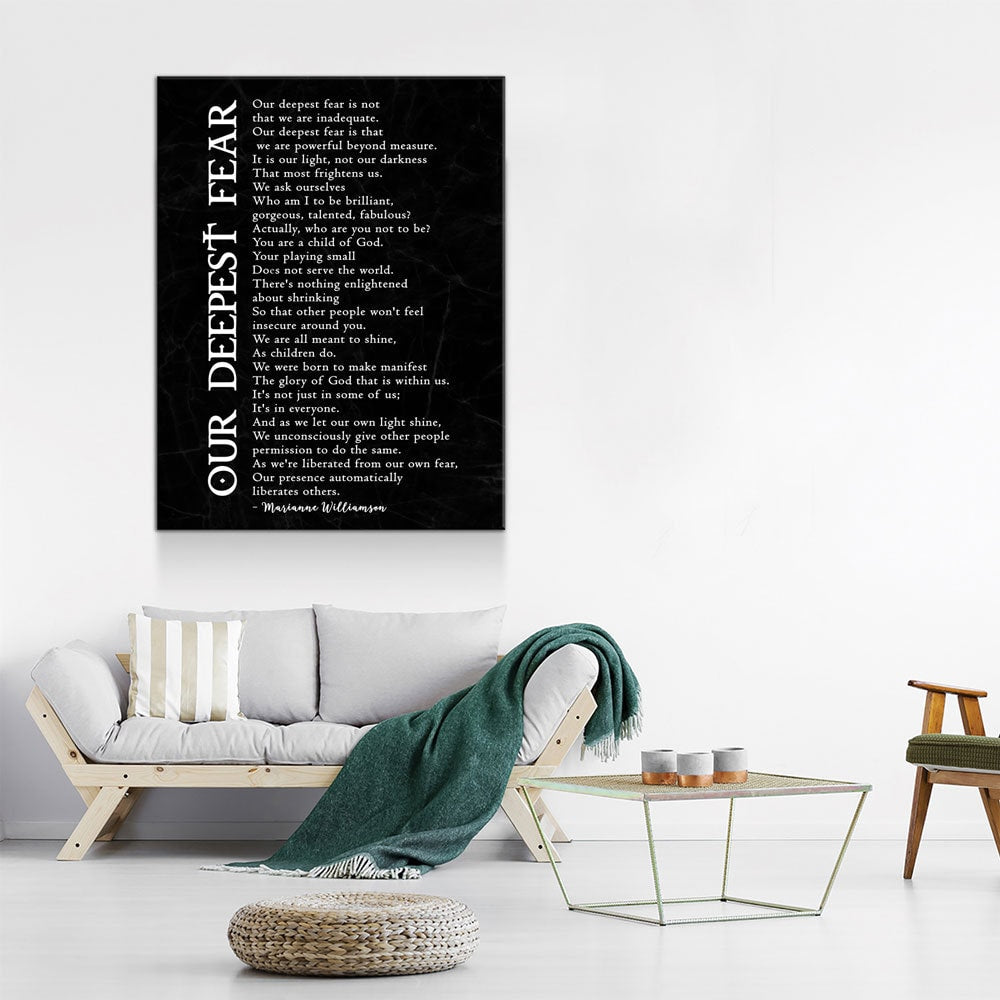 Our Deepest Fear Poem Canvas Wall Art, Marianne Williamson Poem, Graduation Gift, Office Artwork, Guidance Counselor Decor , Teacher Decor