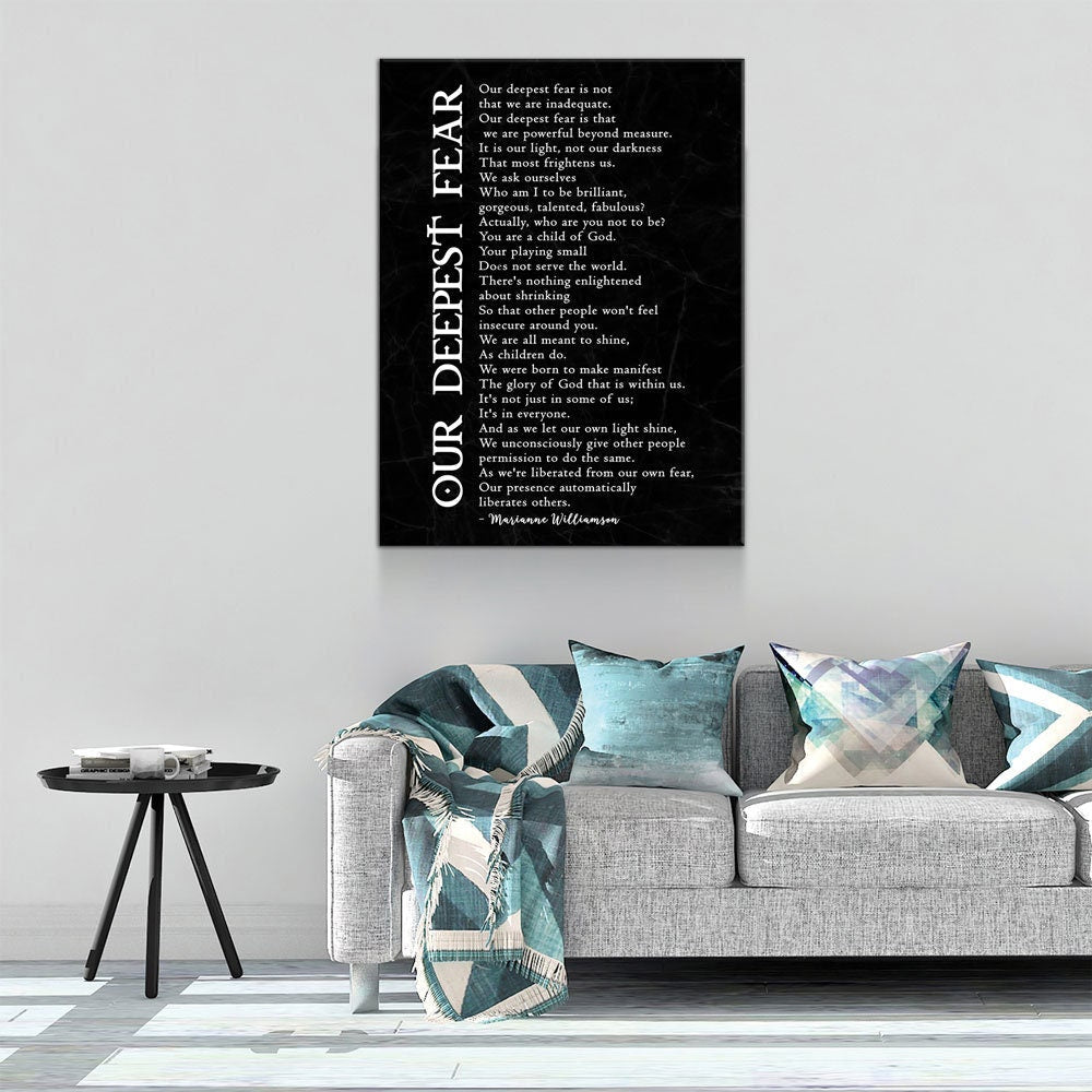Our Deepest Fear Poem Canvas Wall Art, Marianne Williamson Poem, Graduation Gift, Office Artwork, Guidance Counselor Decor , Teacher Decor