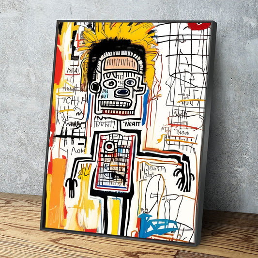 Busy Body Canvas Wall Art, Contemporary Art, Neo-expressionism, Primitivism, Abstract Expressionist, Abstract Decor, Basquiat Inspired Art With Floating Frame