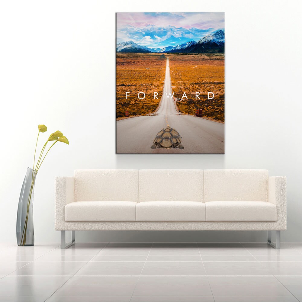 Forward Canvas Wall Art, Motivational Wall Art, Inspirational Decor, Office Art, Home Office Decor, Turtle Art Gallery Wrap
