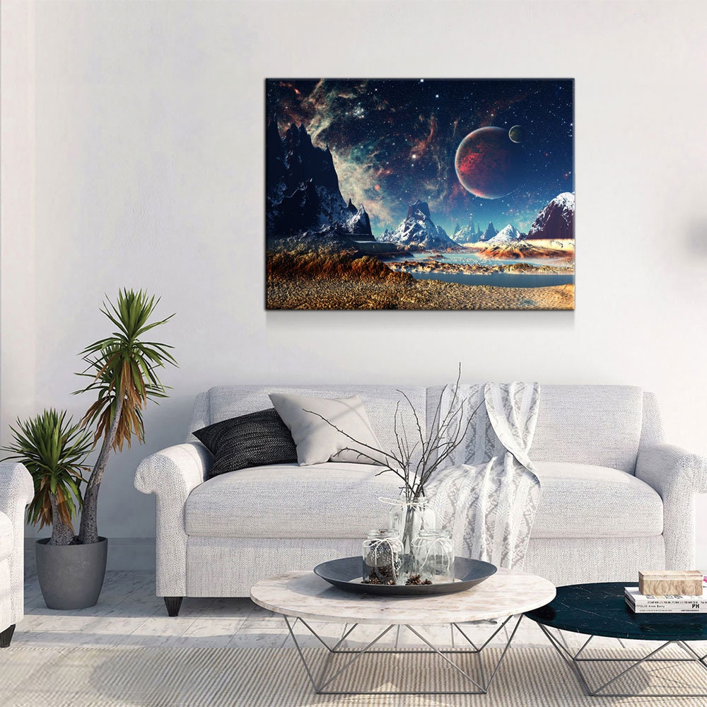 Alien Planet Canvas Wall Art, Mars, UFO Decor, Alien Decor, Extraterrestrial Art, Outer Space, ET, Sci-fi, Scifi, Sci fi, Aliens