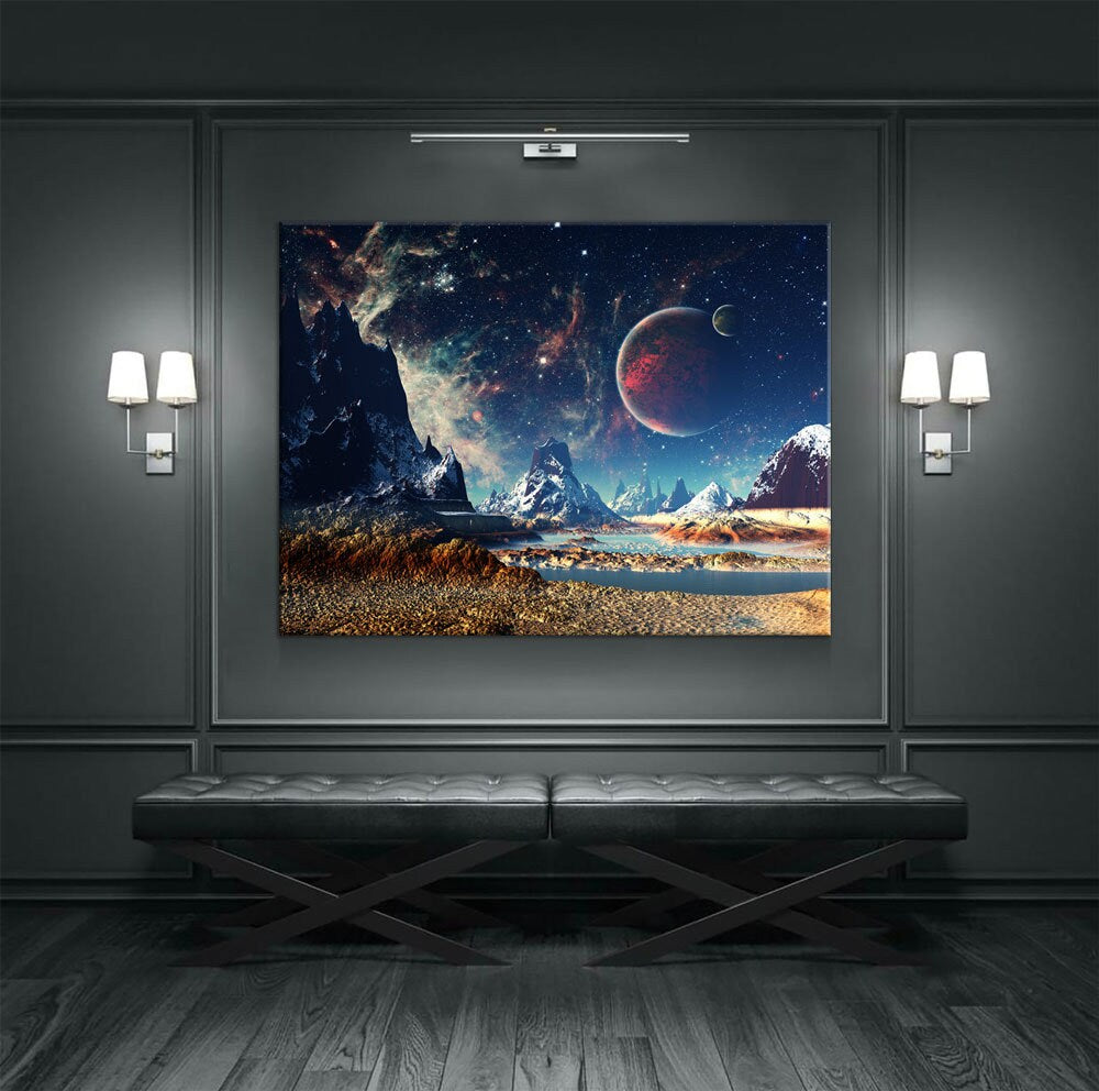 Alien Planet Canvas Wall Art, Mars, UFO Decor, Alien Decor, Extraterrestrial Art, Outer Space, ET, Sci-fi, Scifi, Sci fi, Aliens