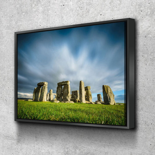 Stonehenge Canvas Wall Art, Prehistoric Monument Decor, Wiltshire England, Stanheng, Henge-cliff With Floating Frame