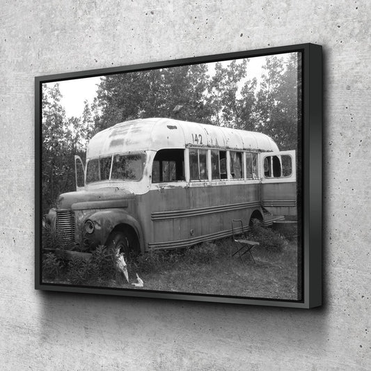 McCandless Bus Into The Wild Canvas Wall Art, Alaska, American Hiker Bus, Fairbanks City Transit System Bus 142, Stampede Trail With Floating Frame
