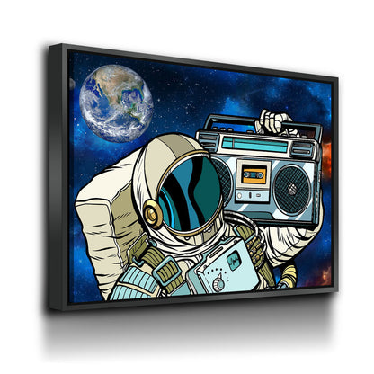 Spaceman Galaxy Jam Canvas Wall Art, Space Walk, Galaxy Jam, Retro Tape Player, Man Cave Decor, Dorm Decor, Retro Decor