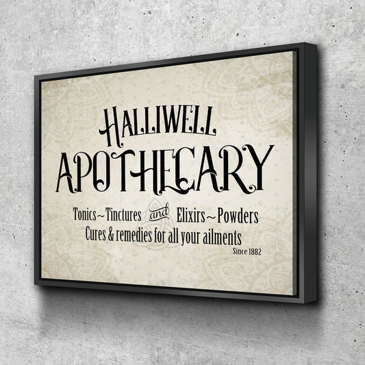 Halliwell Apothecary Canvas Wall Art, Tonics, Tinctures and Elixirs, Powders Since 1882, Charmed Decor With Floating Frame
