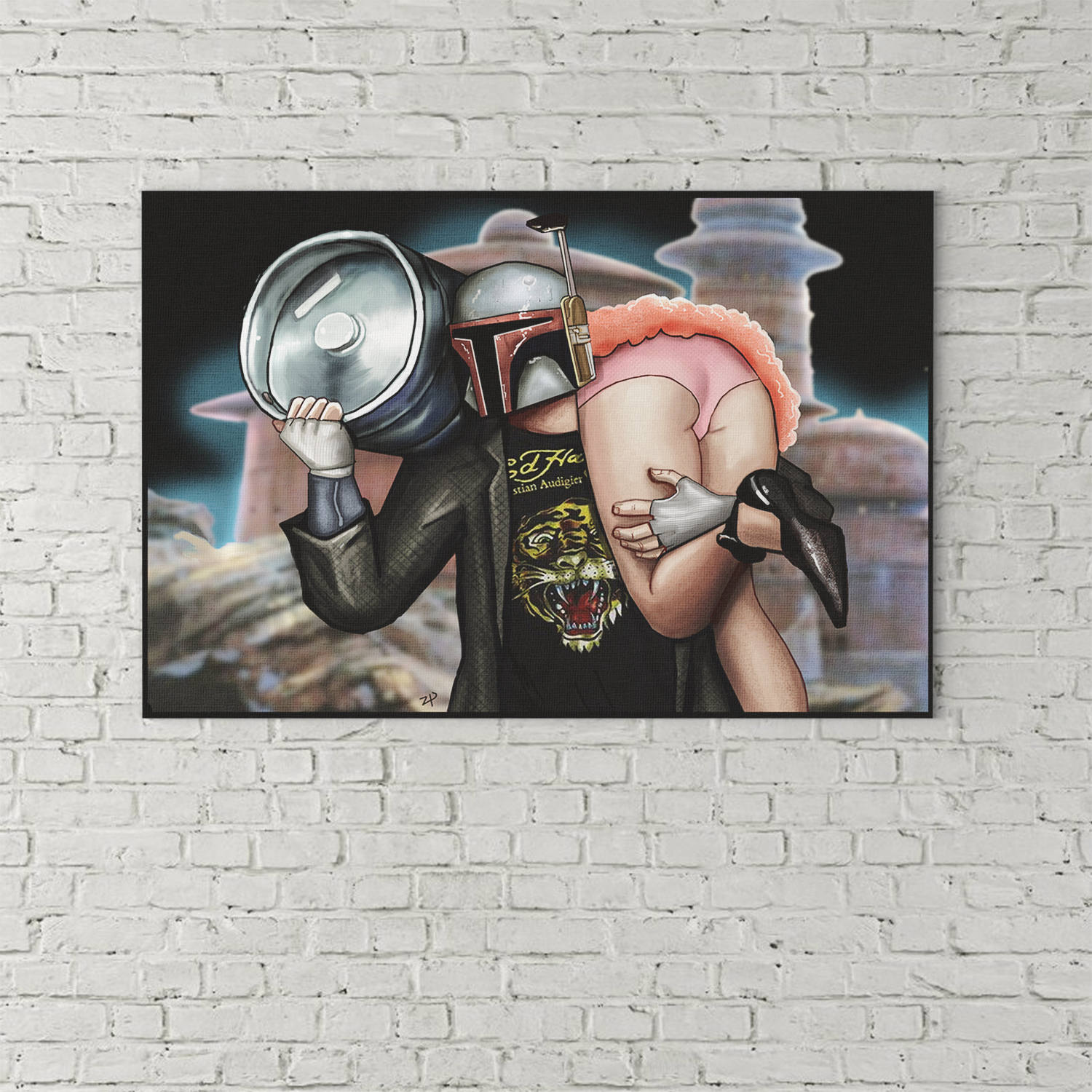 Boba Fett Epic Party Canvas Wall Art, Star Wars Parody With Epic Party Artwork