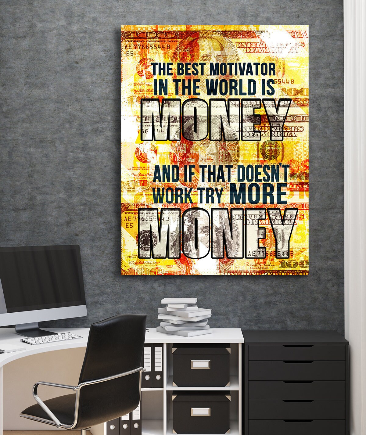 Try More Money Canvas Wall Art, Home Decor, Office Decor, Motivational Wall Decor, Office Wall Art, Office Wall Decor