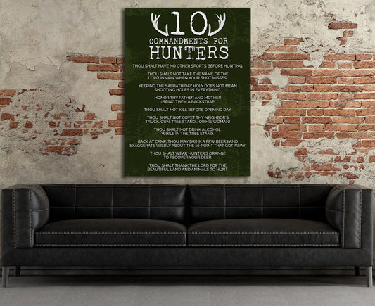 10 Commandments For Deer Hunters, Canvas Wall Art, Home Decor, Hunting, Hunt, Bow Hunting, Deer Hunting, Hunting Gift