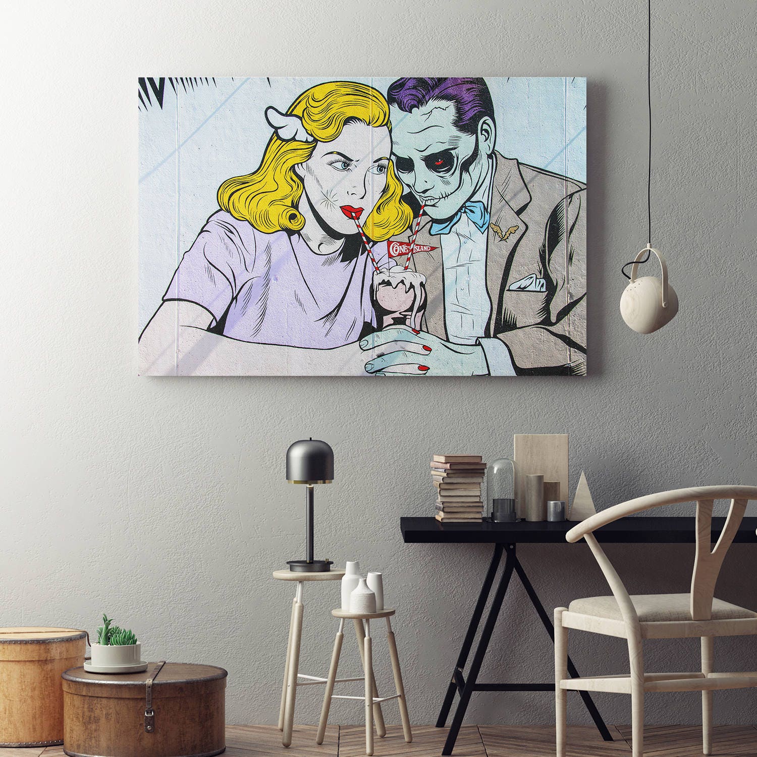 Coney Island Milkshake Pop Art Canvas Wall Art, Home Decor, Office Decor, Pop Art, Comic Art, Abstract Art, Coney island