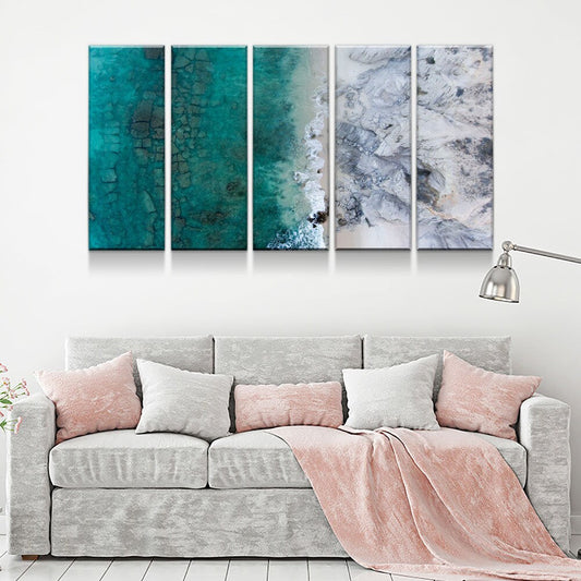 Modern Wall Art, Marble Wall Art, Aerial Beach View, Reef Wall Art, Modern Wall Decor, Extra Large Wall Art