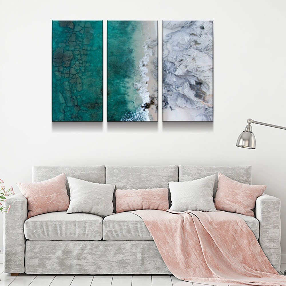 Modern Wall Art, Marble Wall Art, Aerial Beach View, Reef Wall Art, Modern Wall Decor, Extra Large Wall Art