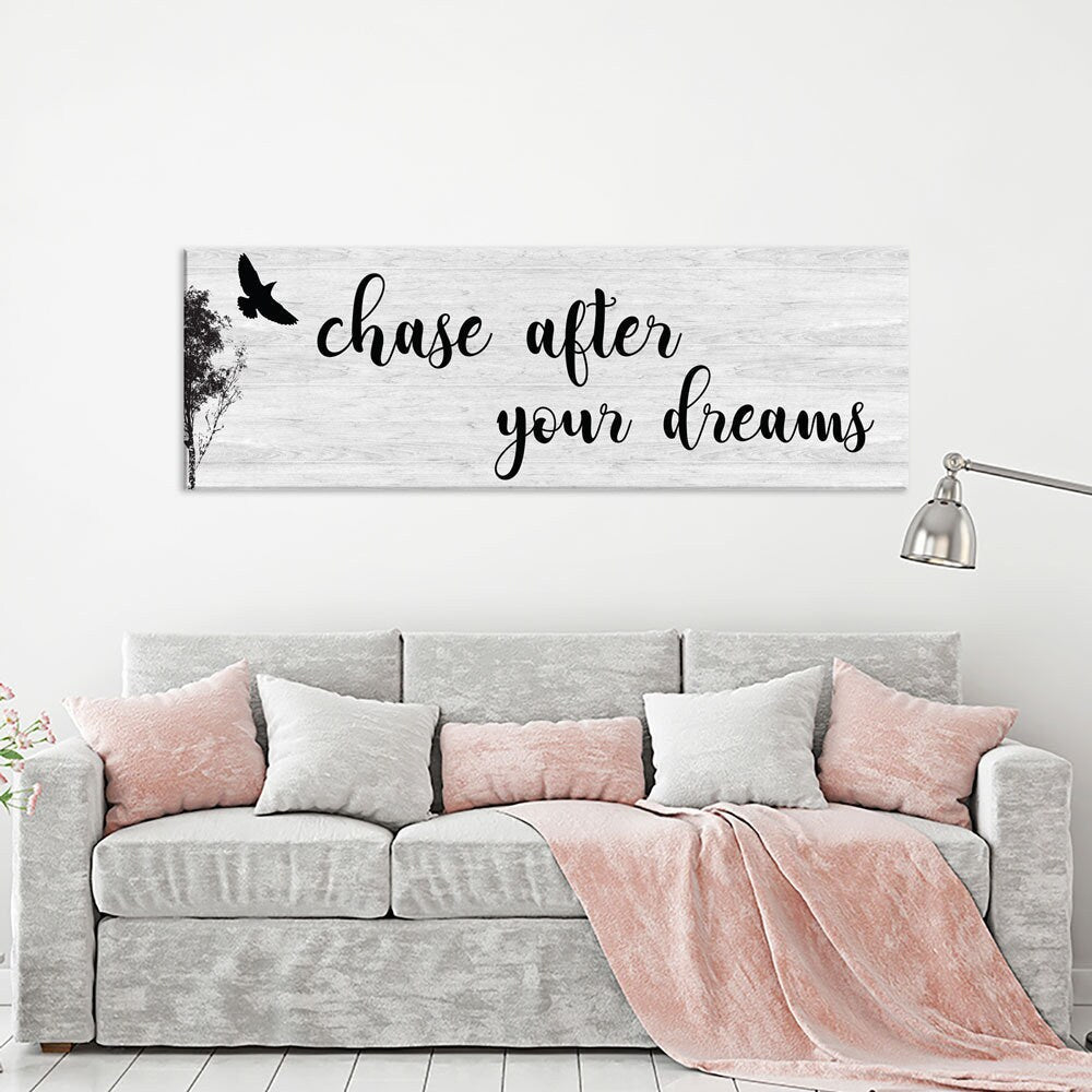 Chase After Your Dreams Canvas Wall Art, Above Couch, Motivational Decor, Large Wall art, Above Bed, Dorm Decor