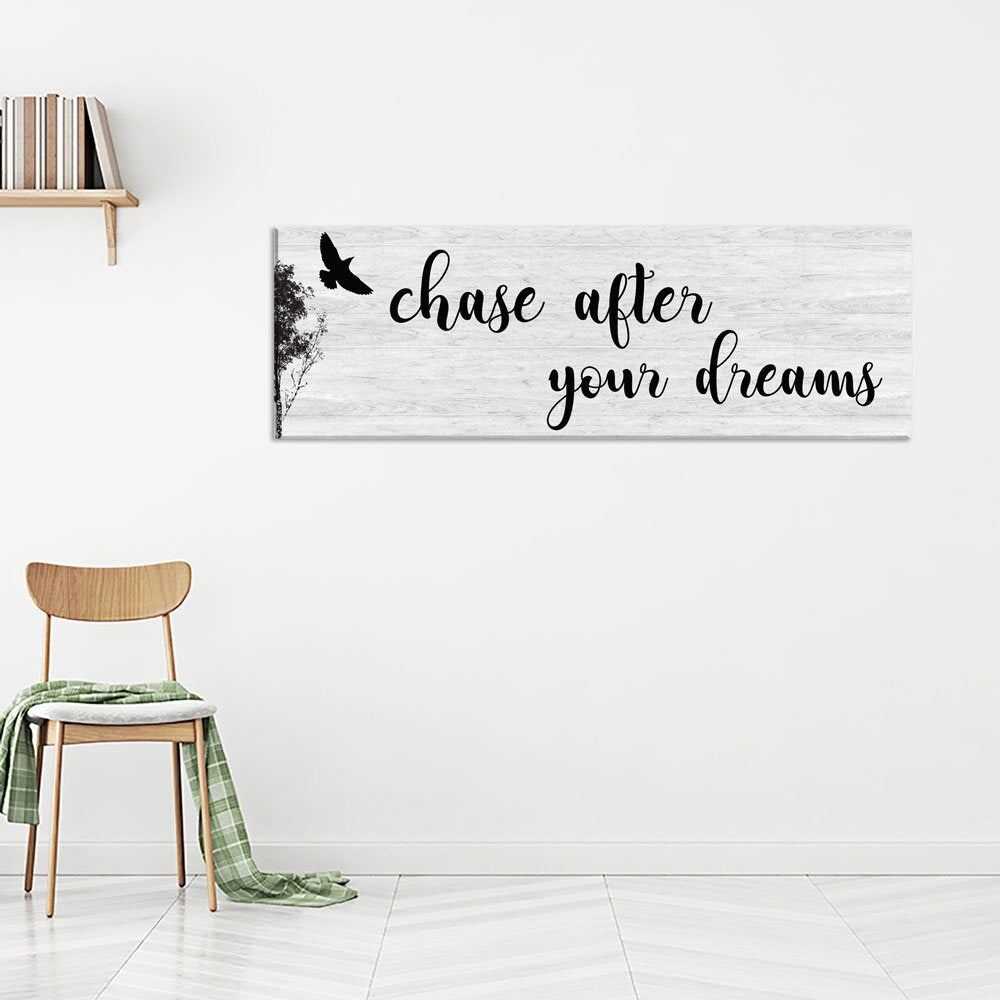 Chase After Your Dreams Canvas Wall Art, Above Couch, Motivational Decor, Large Wall art, Above Bed, Dorm Decor