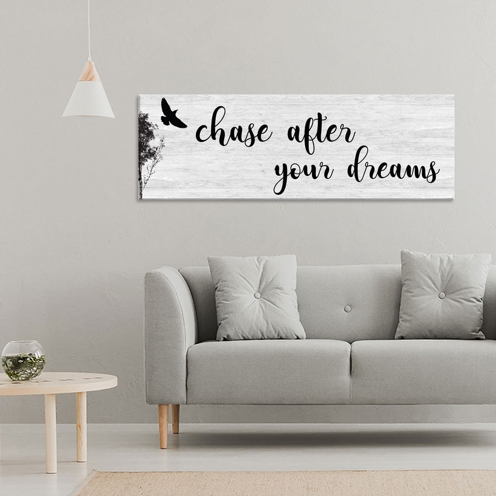Chase After Your Dreams Canvas Wall Art, Above Couch, Motivational Decor, Large Wall art, Above Bed, Dorm Decor