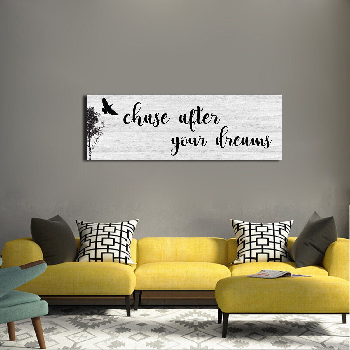 Chase After Your Dreams Canvas Wall Art, Above Couch, Motivational Decor, Large Wall art, Above Bed, Dorm Decor