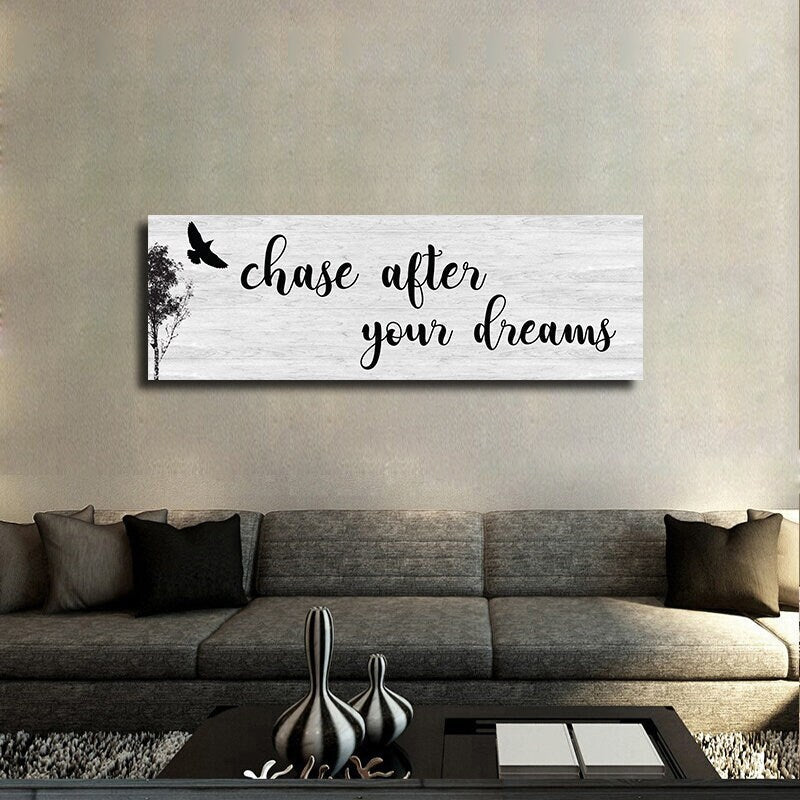 Chase After Your Dreams Canvas Wall Art, Above Couch, Motivational Decor, Large Wall art, Above Bed, Dorm Decor