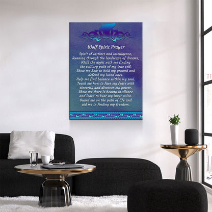 Wolf Spirit Prayer Canvas Wall Art, Wolf Decor, Wolf Prayer, Wolf Spirt, Native American Indian Decor, Spirit of instinct and intelligence