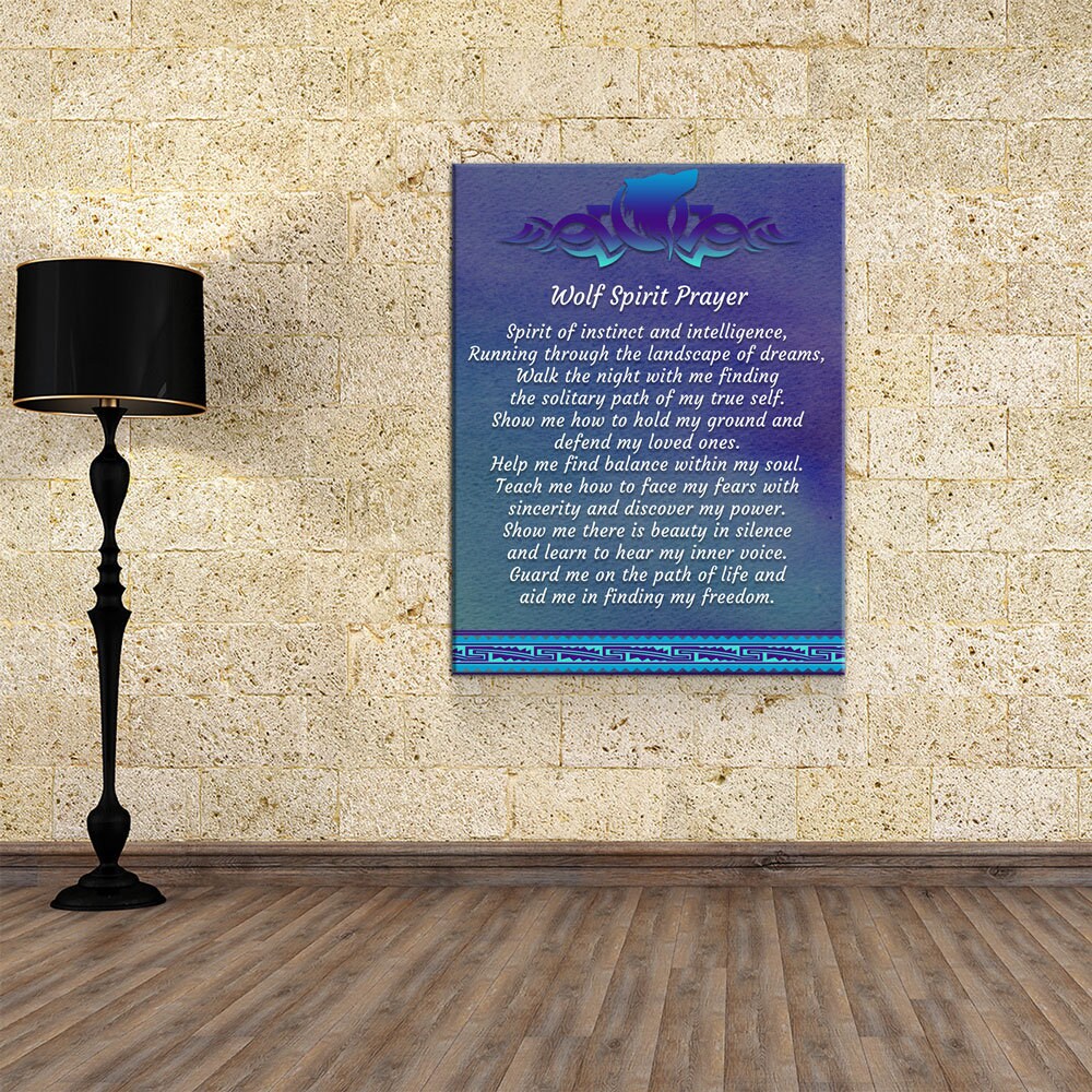 Wolf Spirit Prayer Canvas Wall Art, Wolf Decor, Wolf Prayer, Wolf Spirt, Native American Indian Decor, Spirit of instinct and intelligence