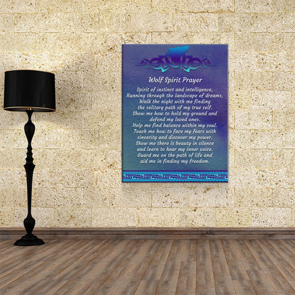 Wolf Spirit Prayer Canvas Wall Art, Wolf Decor, Wolf Prayer, Wolf Spirt, Native American Indian Decor, Spirit of instinct and intelligence