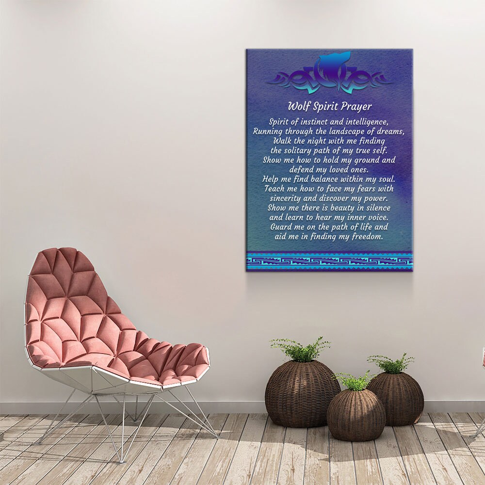 Wolf Spirit Prayer Canvas Wall Art, Wolf Decor, Wolf Prayer, Wolf Spirt, Native American Indian Decor, Spirit of instinct and intelligence