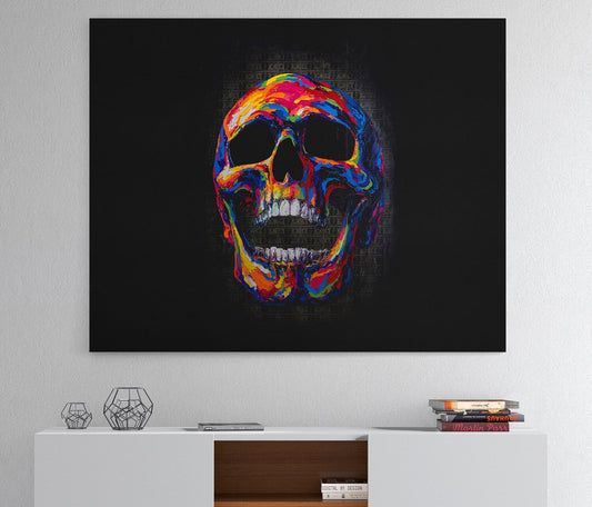 Money Skull Canvas Wall Art, Abstract Skull Art, Skull Decor