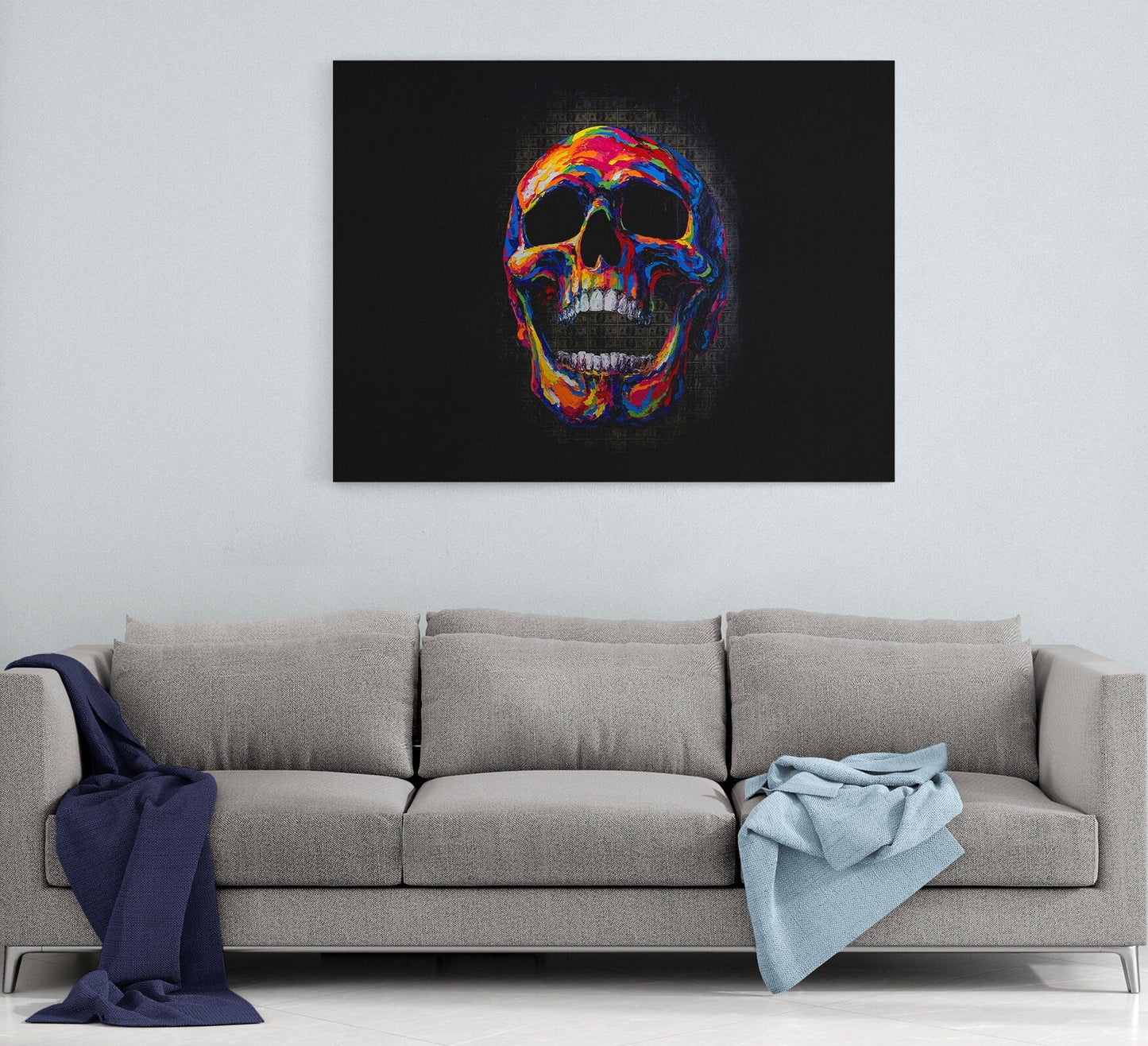 Money Skull Canvas Wall Art, Abstract Skull Art, Skull Decor