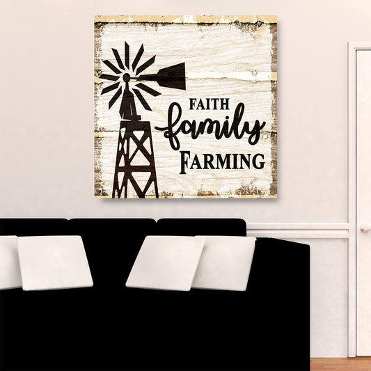 Faith Family Farming Canvas Wall Art, Farm Decor, Family Farm, Country Farm Kitchen Art 36 X 36