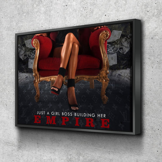 Girl Boss Building An Empire Canvas Wall Art, Just A Girl Boss Building Her Empire, Woman Empowerment, Woman Motivational Gift With Floating Frame