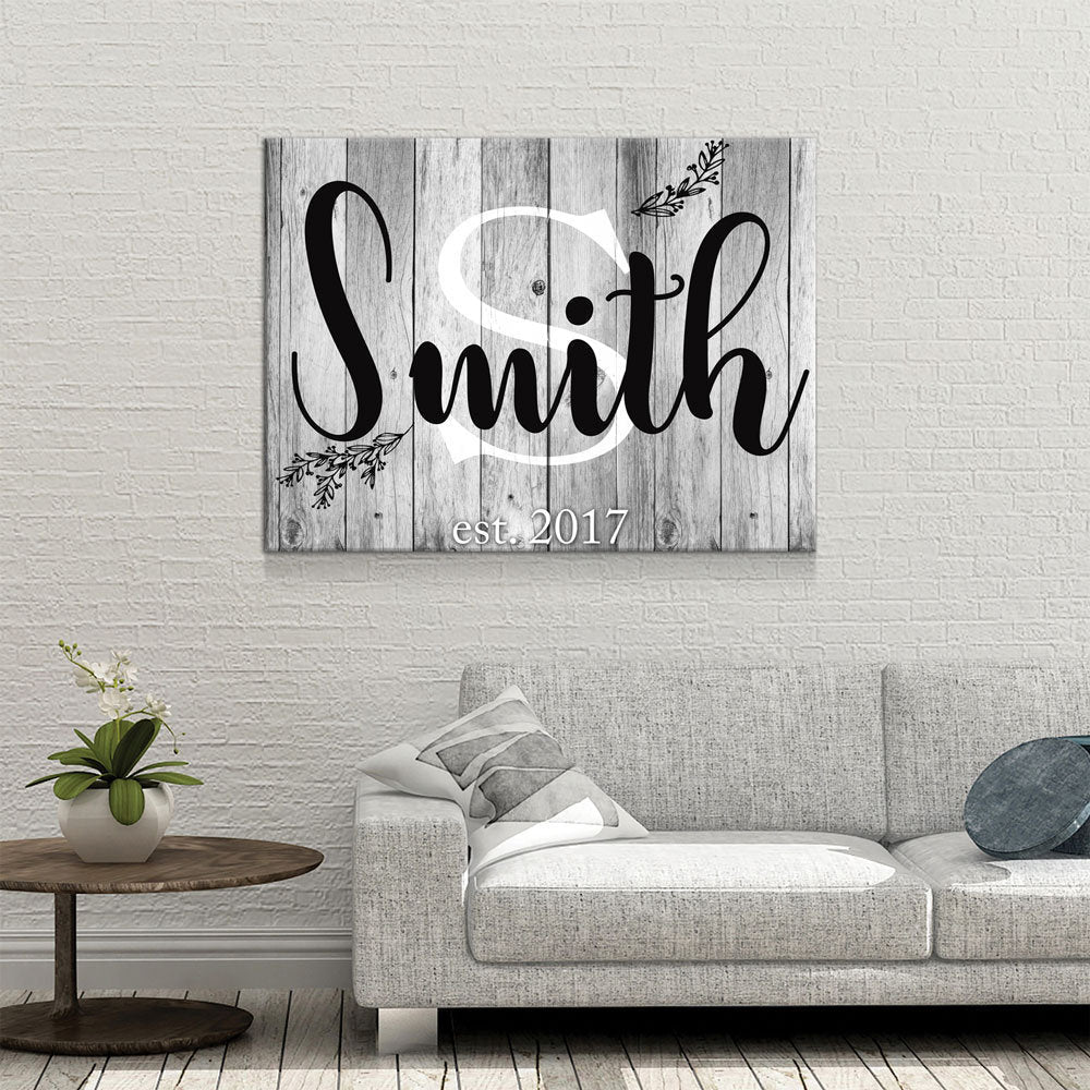 Family Name & Initial Canvas Wall Art, Anniversary Gift, Family Name Custom Decor