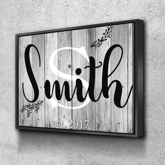 Family Name & Initial Canvas Wall Art, Anniversary Gift, Family Name Custom Decor With Floating Frame