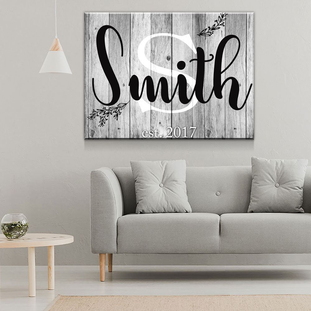 Family Name & Initial Canvas Wall Art, Anniversary Gift, Family Name Custom Decor Gallery Wrap