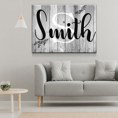 Family Name & Initial Canvas Wall Art, Anniversary Gift, Family Name Custom Decor Gallery Wrap
