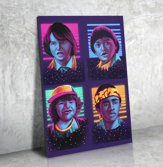 Stranger Things Canvas Wall Art, Fan Art, Mike, Will, Dustin And Lucas, Inspired, Stranger Things Decor, Stranger Things Series