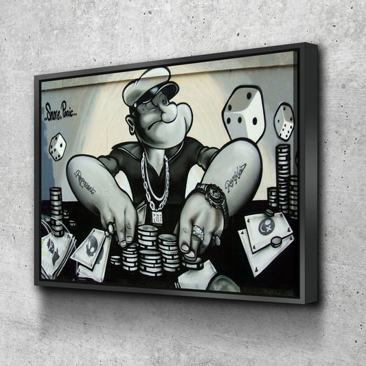 Popeye Gambling Wall Art, Popeye Abstract Art, Abstract Art, Popeye Graffiti Wall Art, Brighton, East Sussex, Poker Decor, Man Cave With Floating Frame