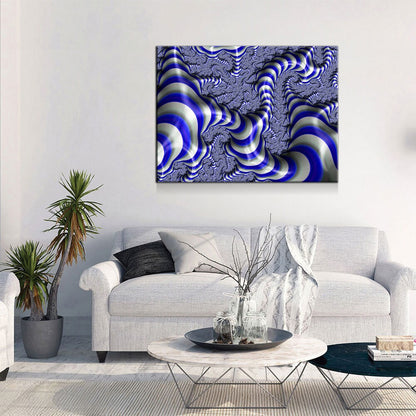 Blue Fractal Canvas Wall Art, Euclidean Canvas Wall Art, Geometric Design, Blue Fractal Art, 3 Piece Wall Art Canvas