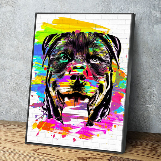 Rottweiler Wall Art, Abstract Rottweiler Canvas Wall Decor, Rottweiler Print With Floating Frame